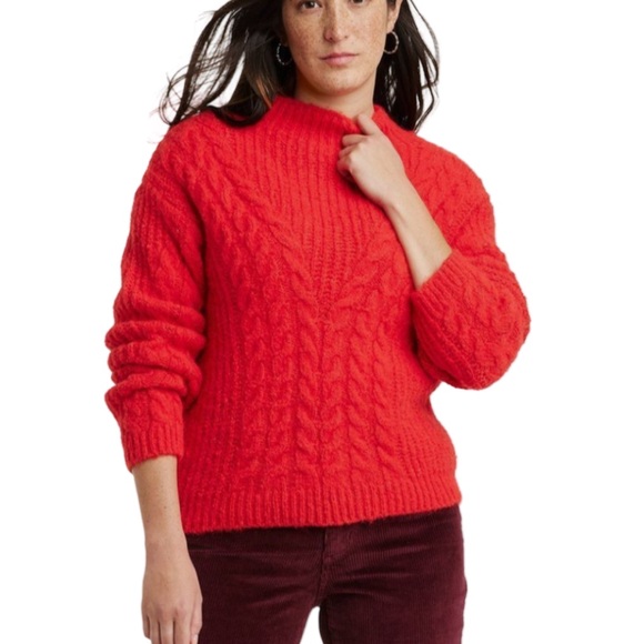 Red cable knit mock turtle neck sweater by Universal Thread. - Picture 1 of 8